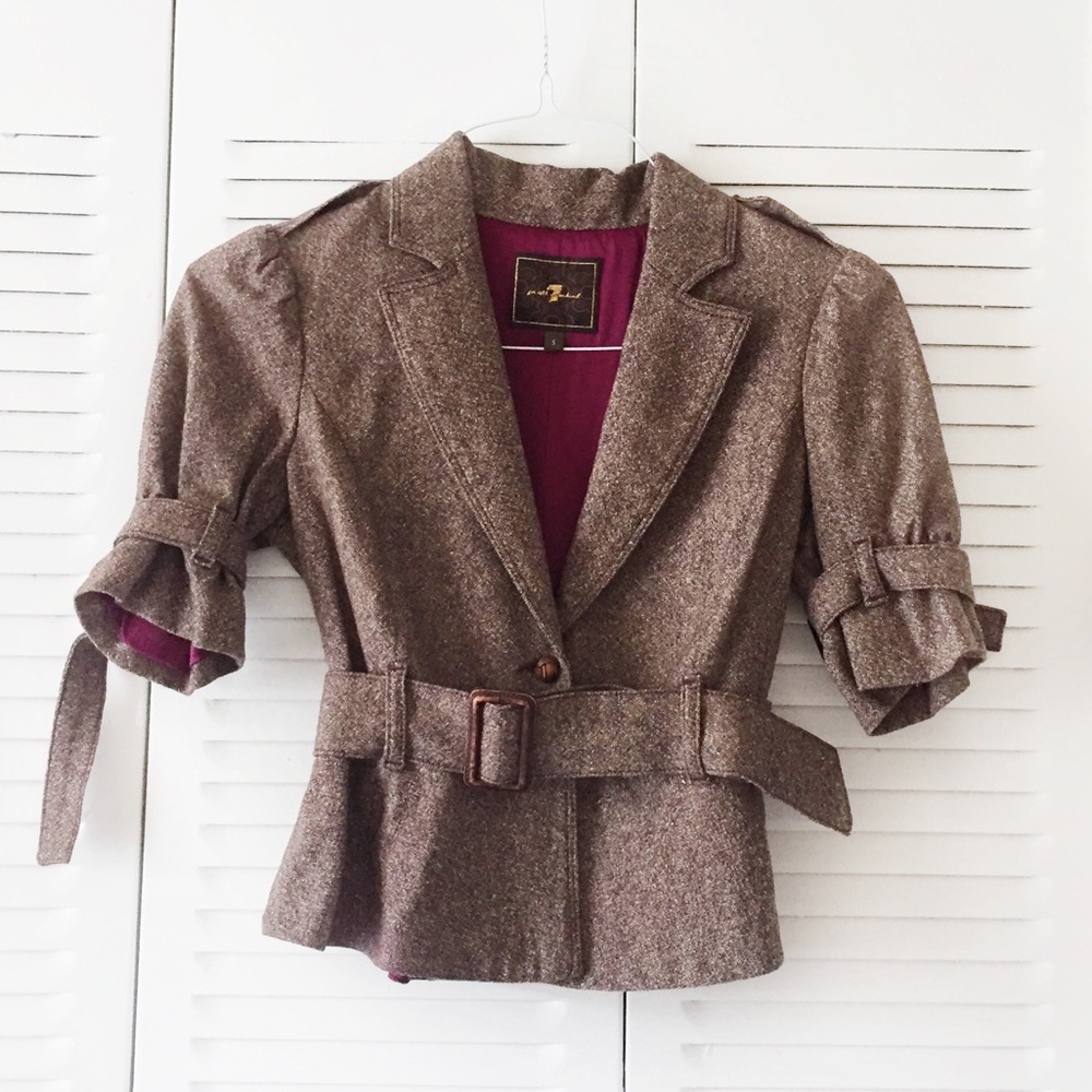 *SOLD* 7 for all mankind Brown Wool Tweed Trench